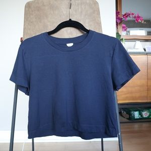 Aritzia Wilfred Crop Weekend Tee, Navy Size M